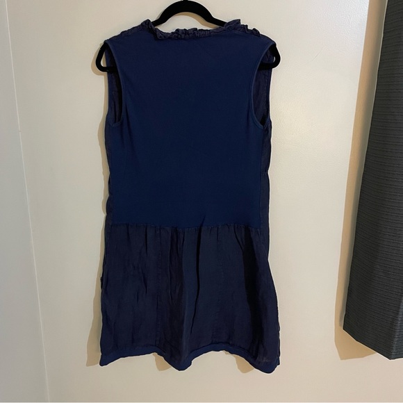 M Made In Italy 100% Linen Sleeveless Ruffled Collar MIDI Dress, Size XL - Picture 2 of 9